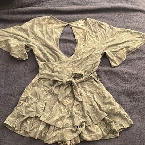 Princess Polly green and white romper